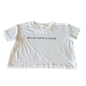 Soulciety Supply Closeout "We All Have A Story"‎ White Crop Tee Size Small